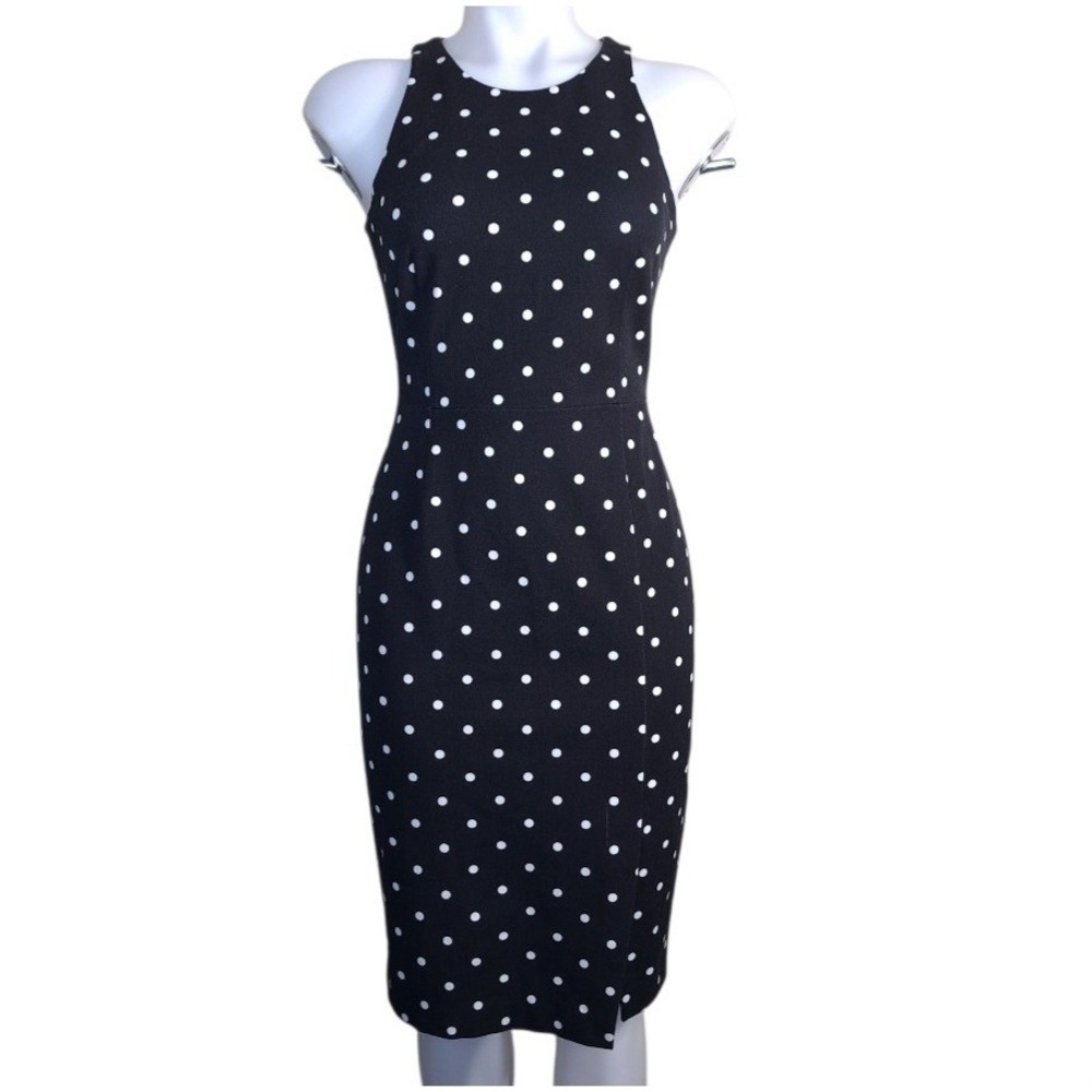 Banana Republic‎ Women's Dress Black/White Size 0 Polka Dots Zipper Sleeveless